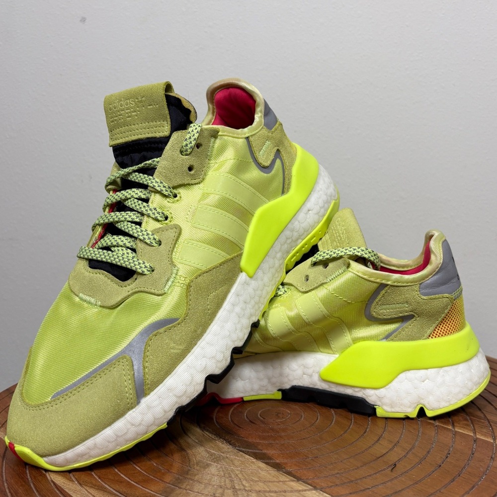 Adidas Nite Jogger Hi-Res Yellow Men's 9 Neon Reflective Boost Shoes EE5911